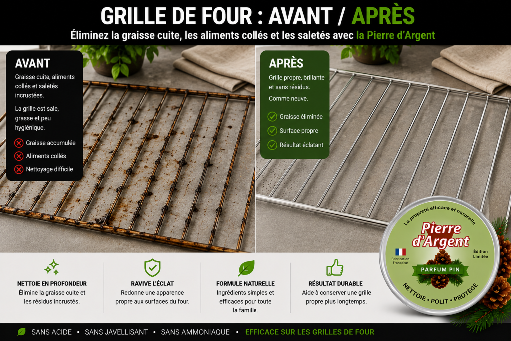 Grille de four sale avant nettoyage et propre après nettoyage